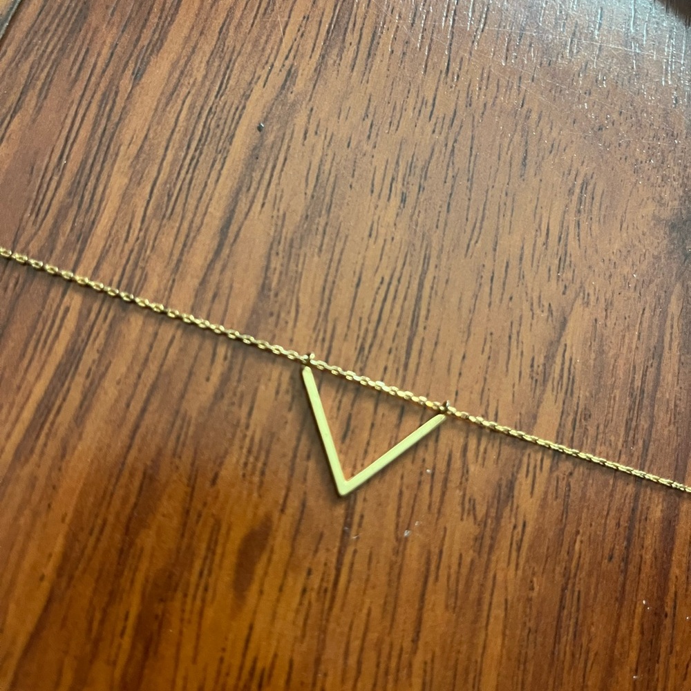 Triangle pendant gold colored adjustable neckles